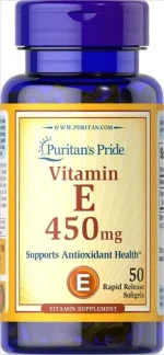 ویتامین ای برند  Vitamin E 450 mg Puritan’s Pride مقدار 450 میلی‌گرم