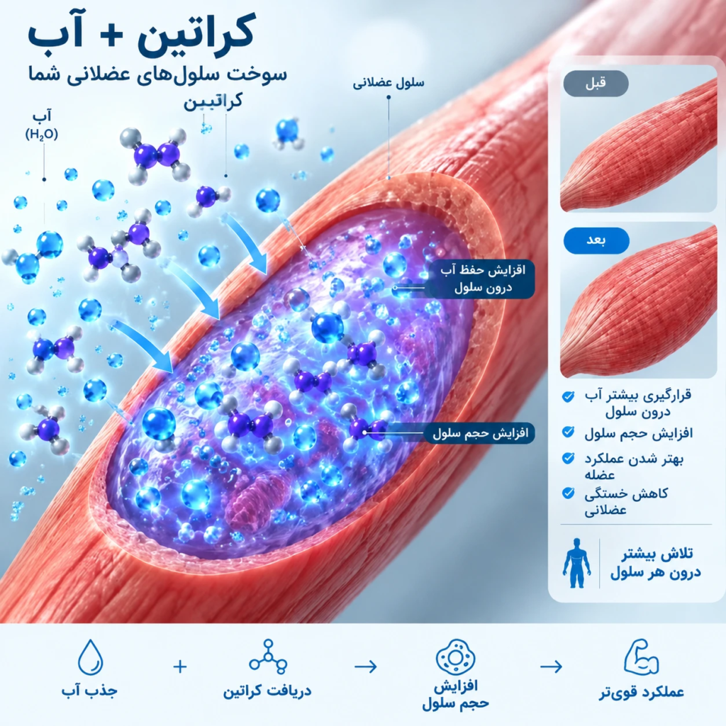 آیا کراتین چاق‌کننده است یا عضله‌ساز؟ بررسی علمی احتباس آب و افزایش وزن